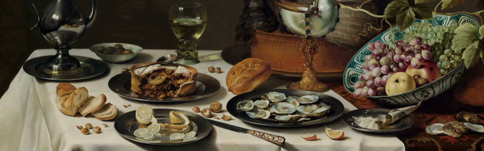 Stilleven met kalkoenpastei van Pieter Claesz